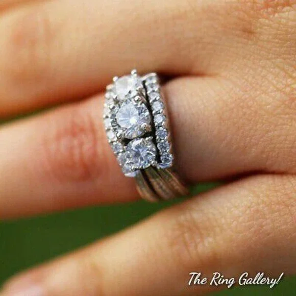 Diamond Wedding / Engagement Ring 925 SILVER #3 size 6,7,8,9,10 - Picture 2 of 8